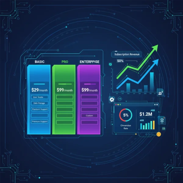 Animated visual showcasing SaaS pricing strategies and revenue optimization with dynamic pricing tiers and growth metrics.